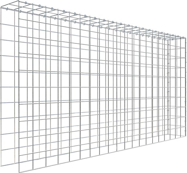 Gabiona C-Ring Anbaukorb Typ 4 in Silbergrau, Maschenweite 10 x 10 cm, B/H/T: 100 x 200 x 20 cm - Bild 1