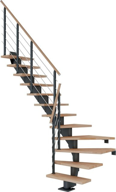 Dolle Mittelholmtreppe Hamburg Buche in Anthrazit, 1/4 gewendelt, Breite: 75 cm, Höhe: 258 cm - Bild 1