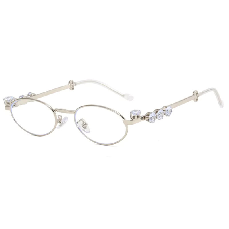 Diamant Design Sonnenbrille Ellipse, Metall, Vollrand, Silber, Damen - Bild 3