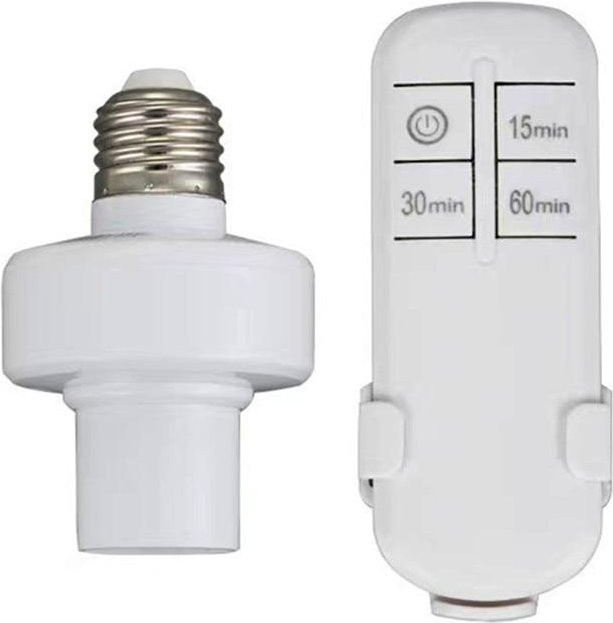 Drahtloser E27 Lampensockel mit Fernbedienung und EIN/AUS Schalter in Grau, Reichweite 15m, 110V-240V - Bild 1