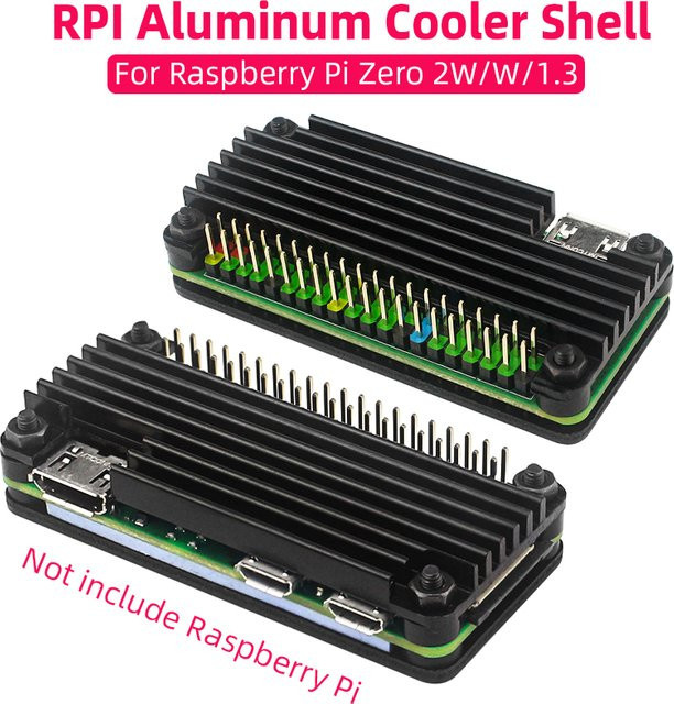 Aluminium-Kühlgehäuse für Raspberry Pi Zero 2 W in Schwarz mit Silikon-Pad und passiver Kühlung - Bild 1