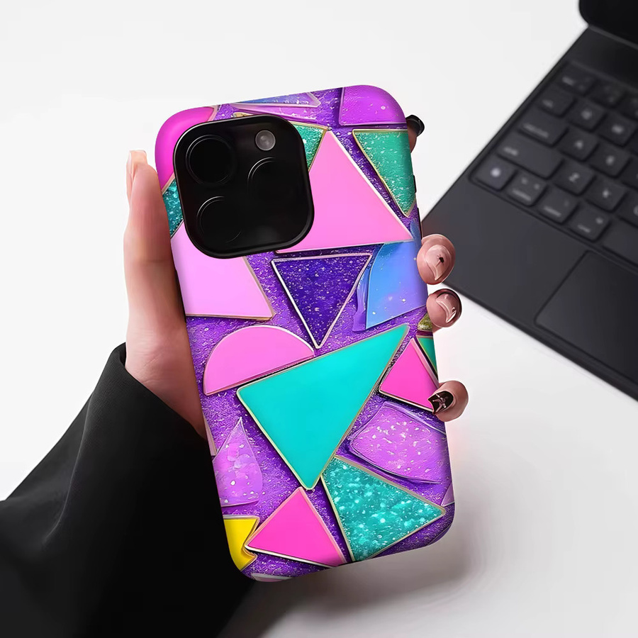 Potdemiel Glitzer-Geometrie-Mosaik Magnetische Handyhülle für iPhone 17 16 15 14 13 Pro Max Plus in Multicolour - Bild 6
