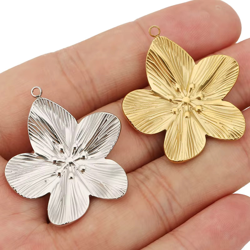 Semorilry Charms Anhänger, Edelstahl, Gold, Blume, Unisex - Bild 2