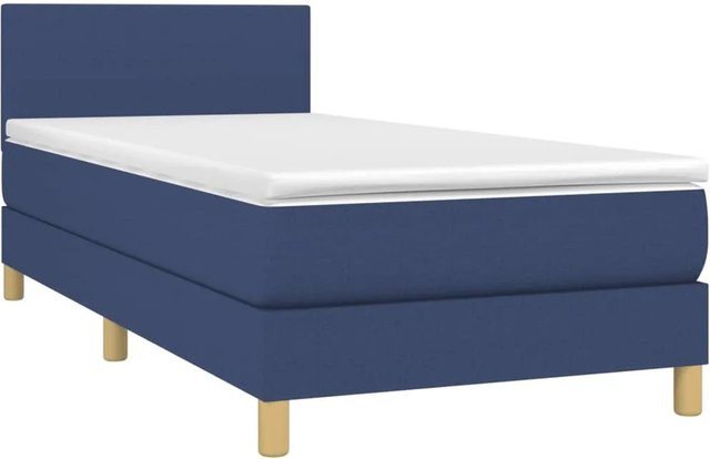 vidaXL Boxspringbett mit Matratze und LED-Beleuchtung in Blau, Hybrid-Bett mit USB-Anschluss und Taschenfederkern, B/T/H: 80 x 200 cm - Bild 1