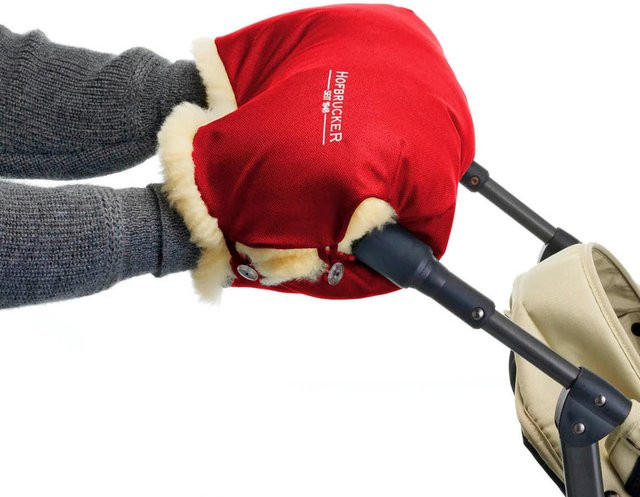 Hofbrucker Lammfell-Handwärmer für Kinderwagen in Rot - Bild 1