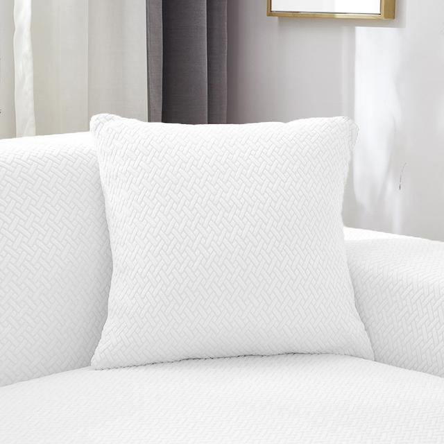 Dekorativer Jacquard Kissenbezug in Twill-Optik, quadratische Kissenhülle für Sofa und Schlafzimmer, Weiß, B/B: 45 x 45 cm - Bild 1