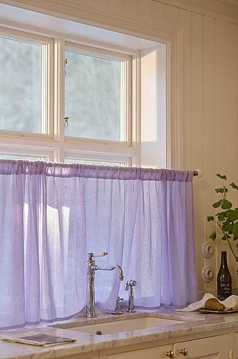 Jotex LINN Caféhausvorhang aus Leinen-Mix in Lila, semi-transparent, Breite: 75 cm, Höhe: 250 cm - Bild 1