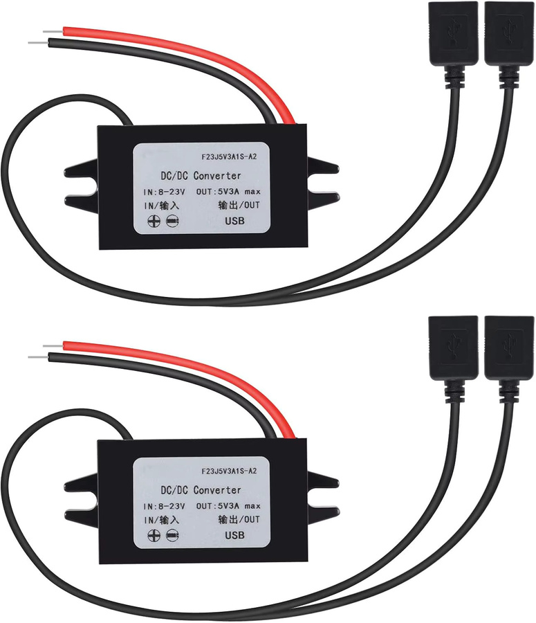 AOKIN 2er-Set Doppel USB Auto Konverter Modul 12V zu 5V 3A 15W DC zu DC Spannungsregler in Schwarz - Bild 6