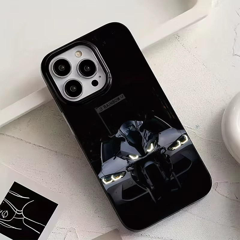 Handyhülle mit Motorrad und Auto Design für iPhone 11 bis iPhone 17 Pro Max in Schwarz - Bild 3