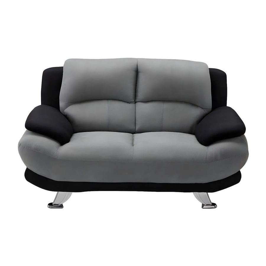 Vente-unique Sofa Musko ohne Schlafmöglichkeit aus Microfaser in Schwarz und Grau mit 150 cm Breite - Bild 2
