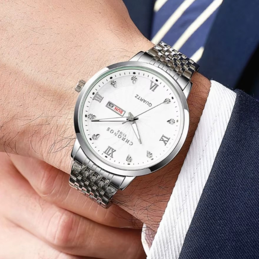 CHRONOS Armbanduhr, Quarz, Edelstahl, Herren, Datum, wasserdicht - Bild 6