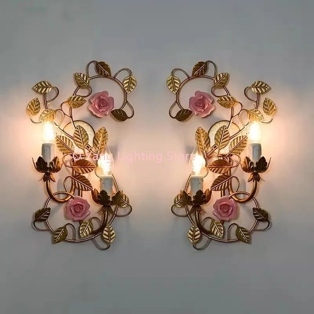 JIANKEXING Keramik Wandleuchte Rose in Gold/Messing für Wohnzimmer und Küche - Bild 1