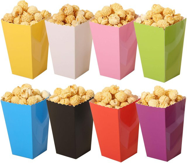 Einfarbige Popcorn Box aus Papier in Grün für Geburtstag, Hochzeit und Party-Dekorationen - Bild 1