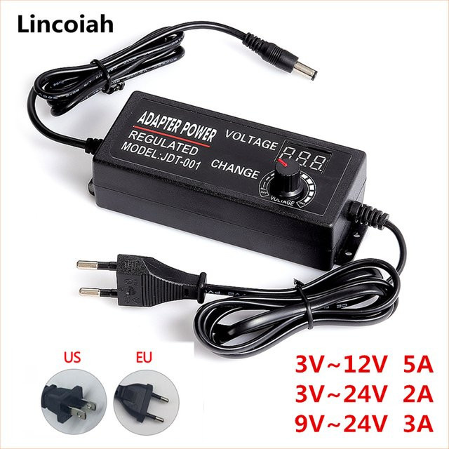 Lincoiah Universal AC/DC Netzteil mit Display und einstellbarer Spannung in Schwarz - Bild 1