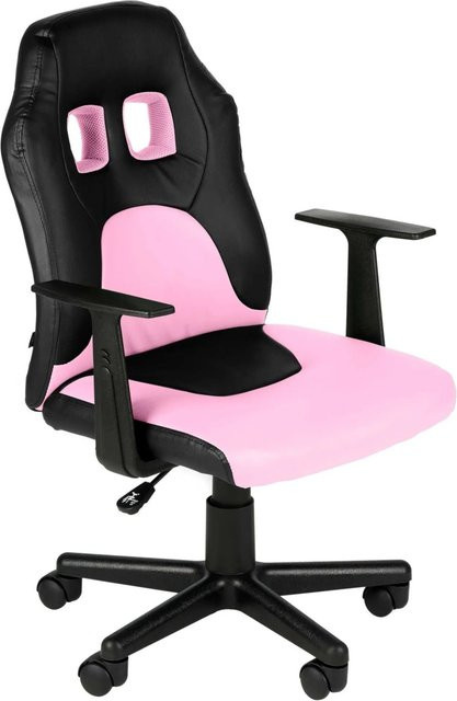 DELUKE Kinder Bürostuhl MIA Ergonomischer Schreibtischstuhl aus Kunstleder in Schwarz/Pink, H x B x T: 83 x 56 x 59 cm - Bild 1