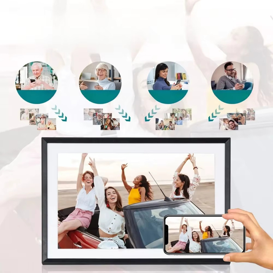 Frameo Digitaler Bilderrahmen WLAN 10,1 Zoll IPS Touchscreen in Schwarz mit 32 GB Speicher für die Fernübertragung von Fotos und Videos inklusive Wetteranzeige - Bild 8