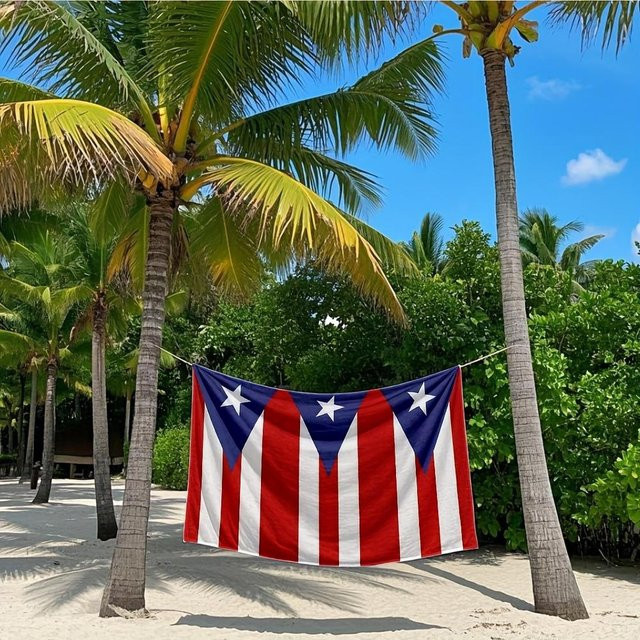 Ka Chen Muda Strandtuch Puerto Rico Flagge aus Polyester, schnelltrocknend und leicht, B: 40 cm, H: 60 cm - Bild 1