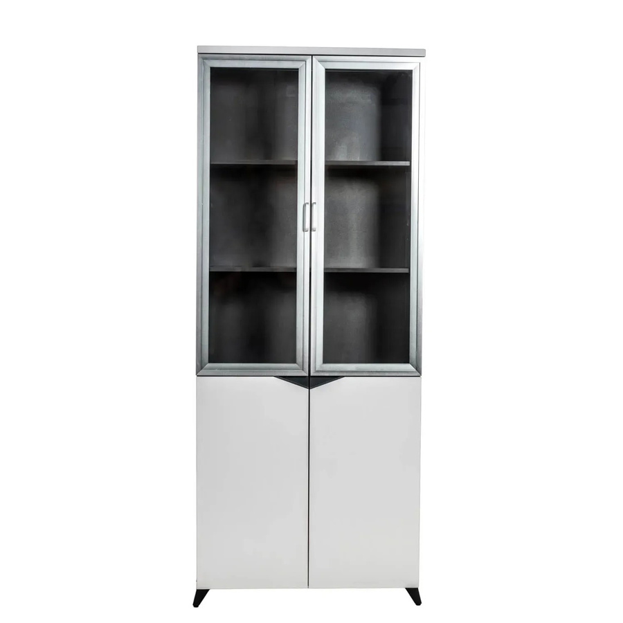 Jet-Line Aktenschrank Carlo mit Glastüren in Schwarz-Weiß, H: 200 cm, B: 80 cm, T: 40 cm - Bild 2