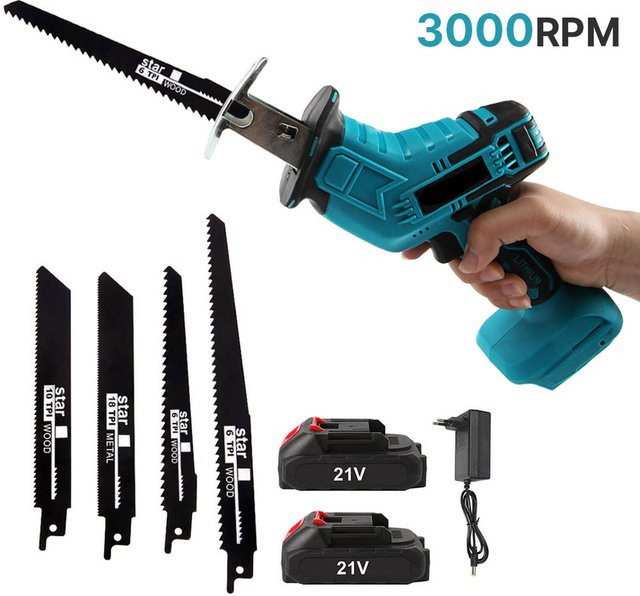 Makita Akku-Säbelsäge mit 3000 U/min und variabler Geschwindigkeit für 21V Makita LXT Akkus in Blau zum Schneiden von Metall, Holz und Rohren - Bild 1