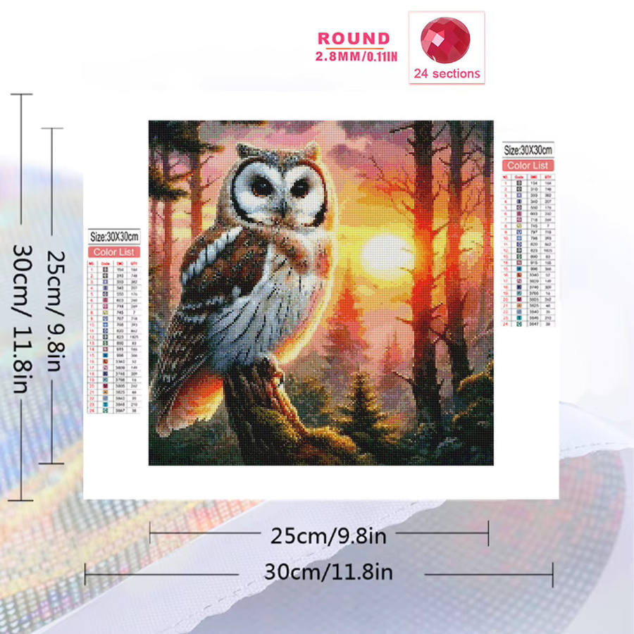 Momoart Diamant-Stickerei Eule DIY Mosaik-Set mit Acryl-Elementen in Multicolour, B/H: 20 x 20 cm - Bild 2