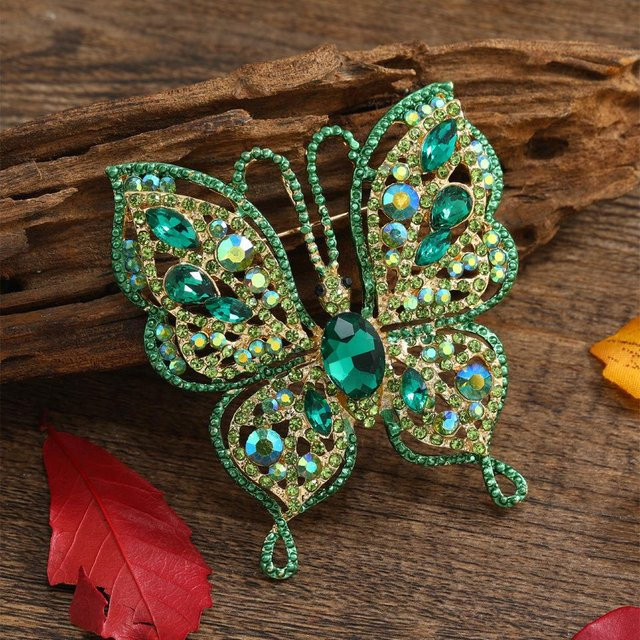 YIRAN Broschen Schmetterling, Strass, blau, Damen - Bild 1