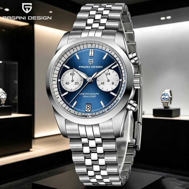 PAGANI DESIGN Armbanduhr, Quarz, Edelstahl, Blau, Herren - Bild 1