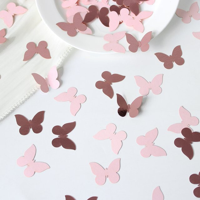 VRISE Schmetterlings-Konfetti aus Papier in Pink und Lila für deine Party-Dekoration, 100 Stück - Bild 1