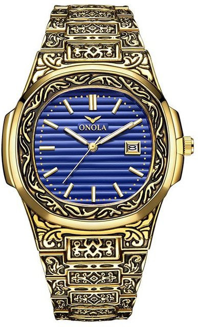 ONOLA Armbanduhr, Analoguhr, Edelstahl, Blau, Herren, 39 mm - Bild 1