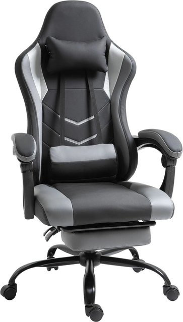 Vinsetto Ergonomischer Gaming Stuhl im Rennstil mit Kopfstütze, Schwarz, B/T/H: 62 x 52 x 128 cm - Bild 1