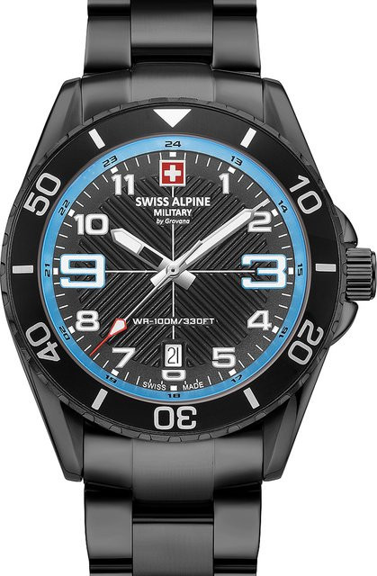 Swiss Alpine Military Herrenuhr, Quarz, Edelstahl, 42 mm, Blau, 10 ATM - Bild 1