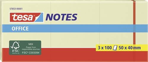 tesa Haftnotizen Office Notes Gelb, 3er Pack, B: 5,0 cm, H: 4,0 cm - Bild 1