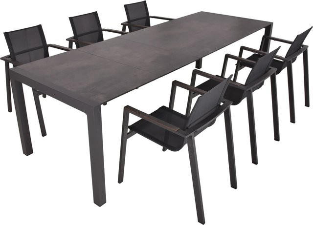 Garden Pleasure Gartenmöbel-Set Sophia 7-teilig in Anthrazit mit ausziehbarem Tisch aus Aluminium und HPL - Bild 1