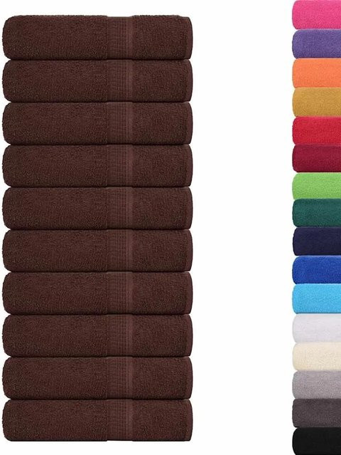 vidaXL Duschtücher 10er Set aus 100% Baumwolle in Braun, 70 x 140 cm, 360 g/m² - Bild 1
