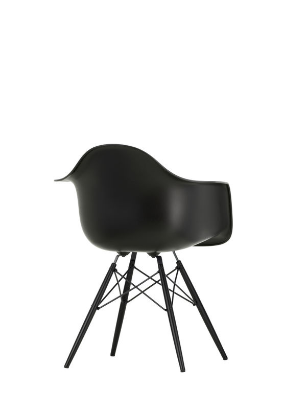 Vitra DAW Eames Plastic Armchair mit Armlehnen in Schwarz und Ahornholzbeinen - Bild 3