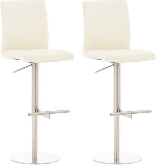 CLP 2er Set Barhocker Cadiz mit Kunstlederbezug in Creme und Edelstahl-Gestell - Bild 1