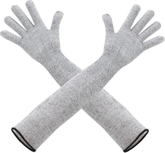 Schnittfeste Armstulpen Level 5 aus HPPE in Grau für die Bauindustrie - Bild 1