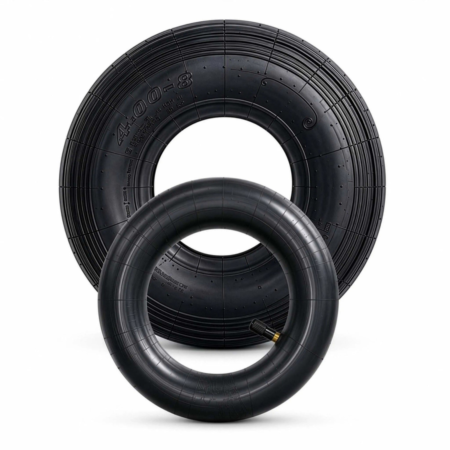 Wiltec Ersatzreifen mit Schlauch 4.00-8 für Schubkarren und Sackkarren, Tragkraft 160 kg, Ventil TR13, Schwarz - Bild 2