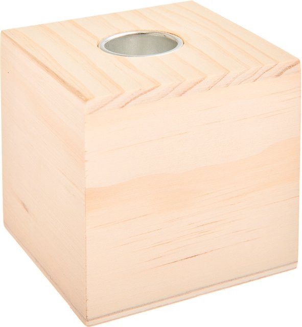 Rico Design Kerzenhalter Würfel aus Holz in Natur, B/T/H: 7 x 7 x 7 cm - Bild 1