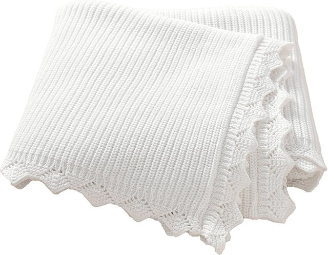 Mimixiong Baby Decke aus Baumwolle, gestricktes Swaddle Wrap für Neugeborene und Kleinkinder, Weiß, B x T: 90 x 70 cm - Bild 1