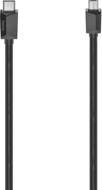 Hama USB-C auf Micro-USB Kabel in Schwarz, USB 2.0 mit 480 Mbit/s, Länge: 0,75 m - Bild 1