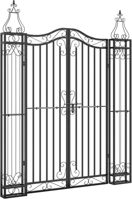 vidaXL Gartentor aus Schmiedeeisen in Schwarz, B: 121 cm, T: 8 cm, H: 150 cm - Bild 1
