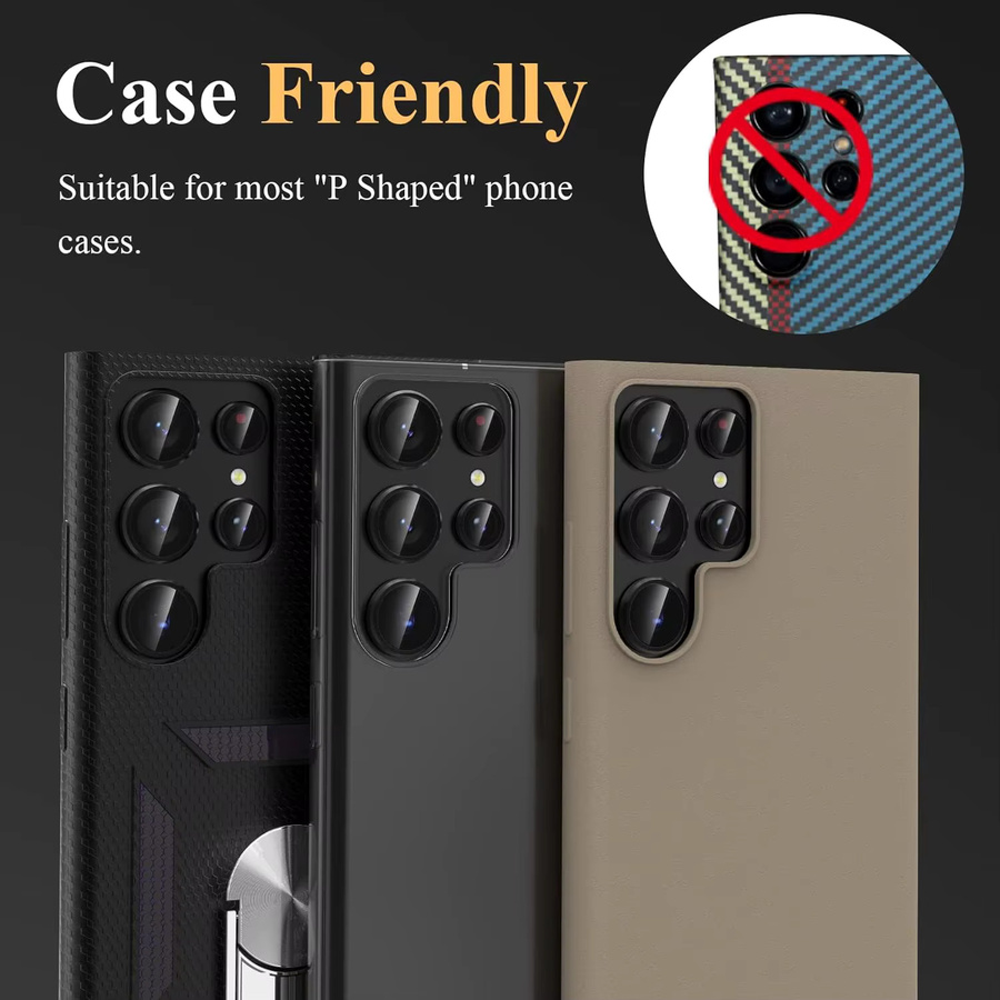HD Kamera Objektiv Schutz aus gehärtetem Glas und Metallring für Samsung Galaxy S25 Ultra, S24 und S23 Ultra in Schwarz - Bild 5