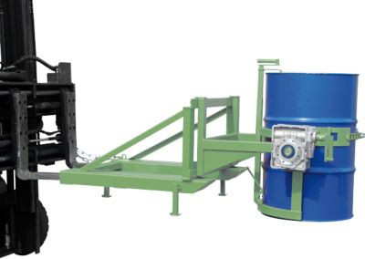 Fasskipper Bauer Typ FD/L in Resedagrün RAL 6011 für 110 bis 220 l Fässer mit Handkurbel und Stapleraufnahme - Bild 1