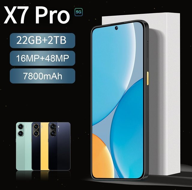 CHOTOG Smartphone X7 Pro 5G Globale Version in Gelb mit 22 GB RAM, 2 TB Speicher und 7800 mAh Akku - Bild 1