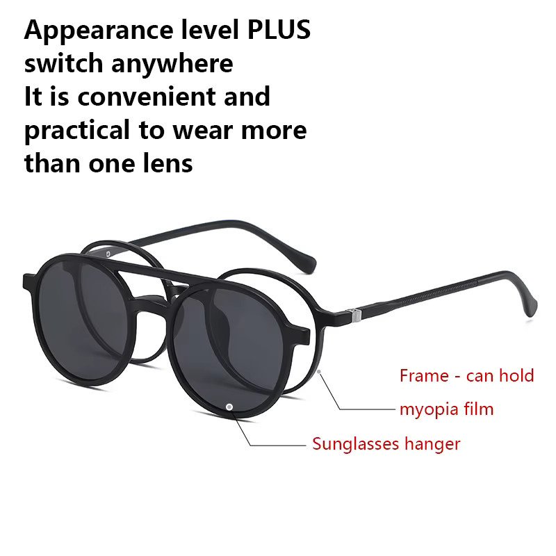 NINJONA Sonnenbrille, rund, Vollrand, schwarz, polarisiert - Bild 3
