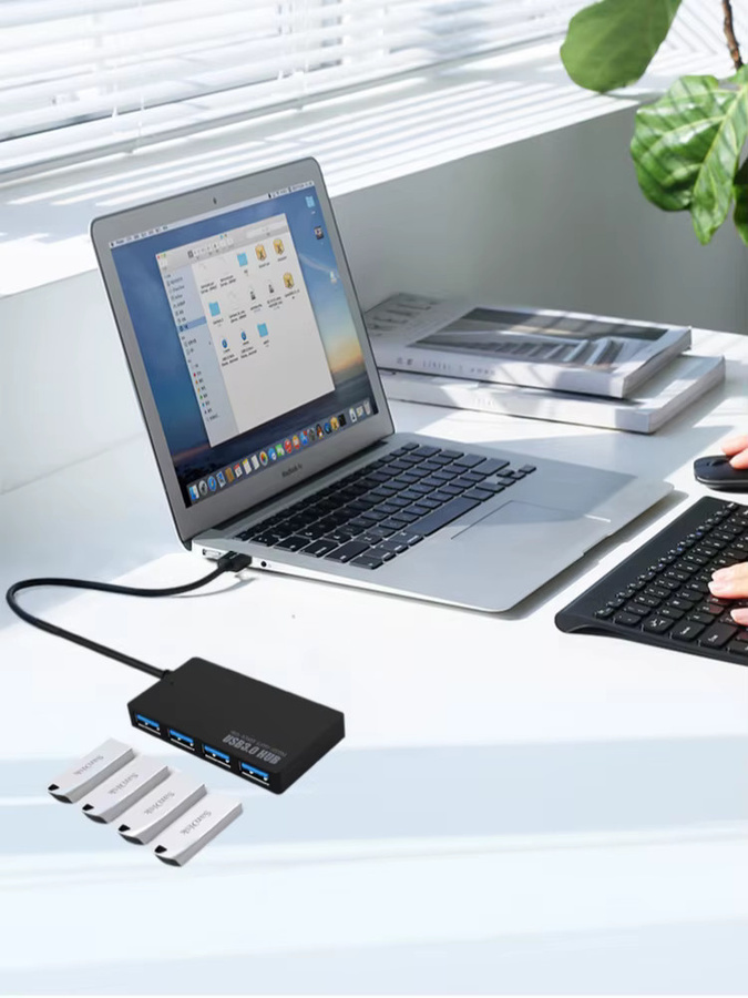 USB 3.0 Hub 4-Port Hochgeschwindigkeits-Adapter in Schwarz mit Plug-and-Play Unterstützung - Bild 3