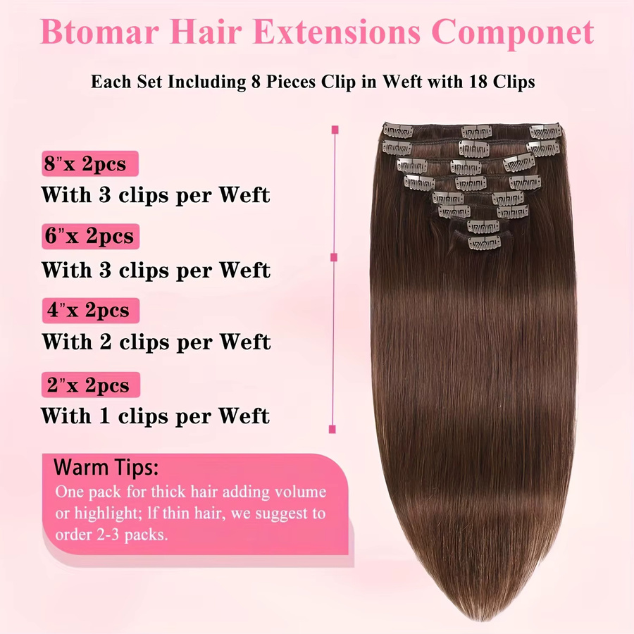 Clip-in-Haarverlängerungen aus Remy-Echthaar, Damen - Bild 2