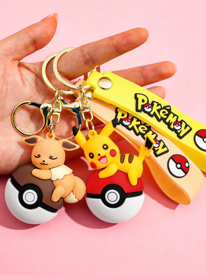 Potdemiel Schlüsselanhänger 3D Pokemon Pikachu Glumanda Schiggy - Bild 3