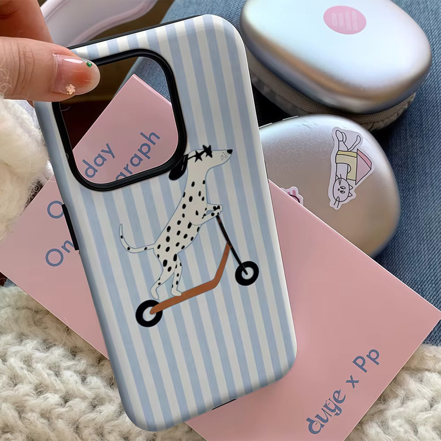 Potdemiel Handyhülle Dalmatiner auf Scooter Vibe für iPhone 17 16 15 14 13 12 Pro Max Plus mit doppelschichtiger Rückseite - Bild 4