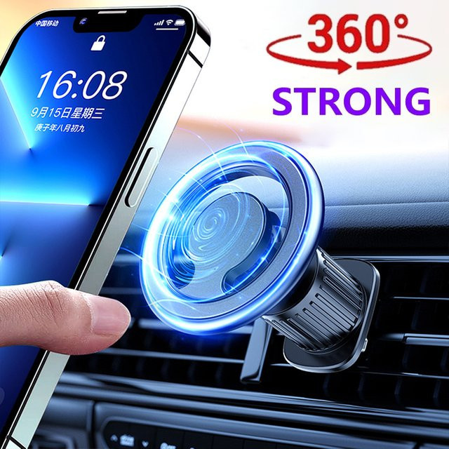 Drehbare magnetische Auto-Handyhalterung in Schwarz für MagSafe iPhone und Samsung - Bild 1